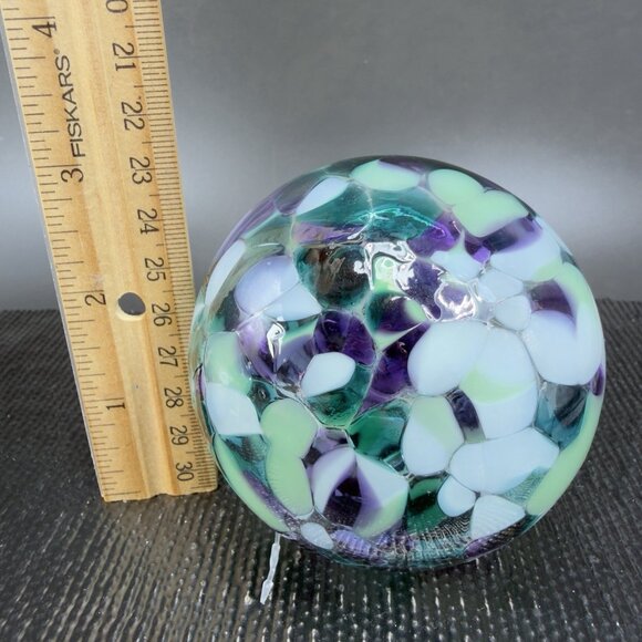 Hand Blown Studio Art Glass Orb Ornament Friendship Ball Witch Ball Multicolored - Picture 3 of 12